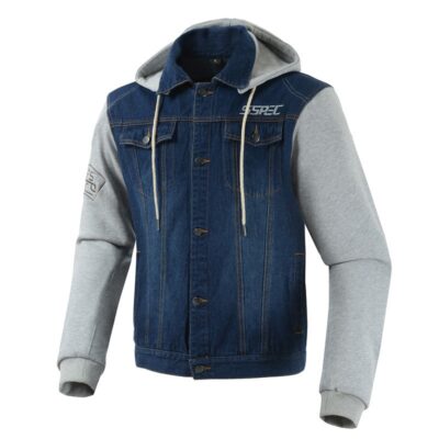 Shopdecimals Anti-Fall Denim Motorcycle Jacket with Hood & Belt Protector – Warm, Impact‑Resistant Ride Gear