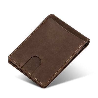 Ultra‑Light Genuine Leather Slim Wallet for Men – 0.05 kg, 12‑Card Capacity, Oil‑Wax Finish | Shopdecimals