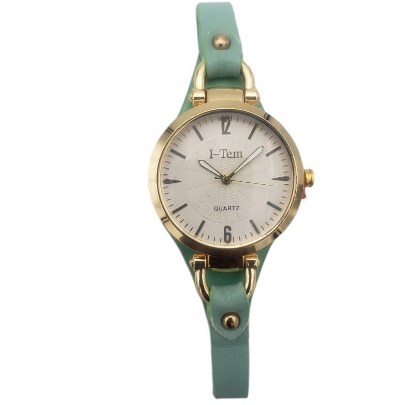 I-Tem Monalisa I-TW680: Elegant Thin Leather Wristband Watch for Women - Stylish and Compelling Timepiece- I-Tem Innovation by Temi | ShopDecimals - green