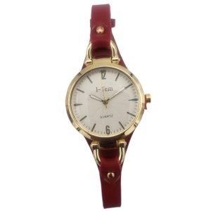 I-Tem Monalisa I-TW680: Elegant Thin Leather Wristband Watch for Women - Stylish and Compelling Timepiece- I-Tem Innovation by Temi | ShopDecimals - red