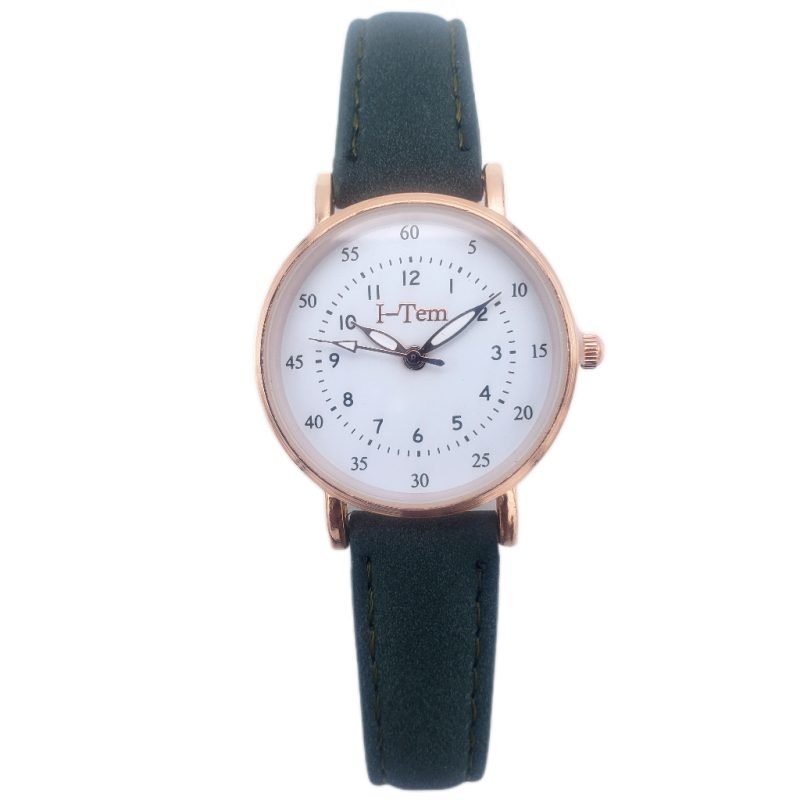 I-Tem Time-goddess I-TW645 Chronograph Watch for Ladies - Stylish Suede Leather Strap Options and Precise Timekeeping- I-Tem Innovation by Temi | ShopDecimals - dark-green