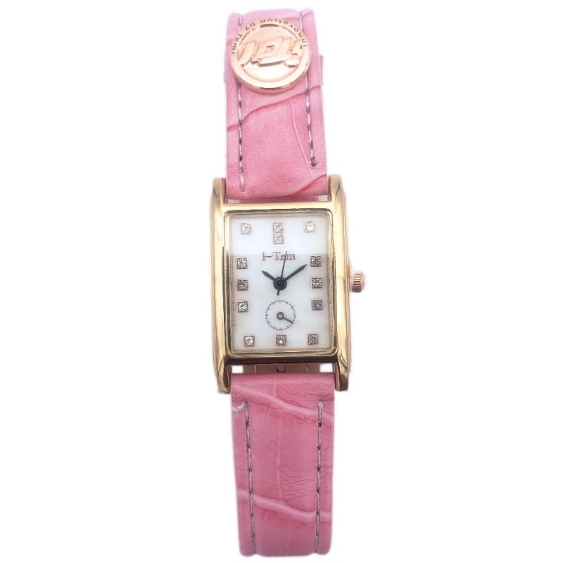 I-Tem Samara I-TW747 Ladies Quartz Diamond Design Square Leather Strap Wristwatch - Stylish and Elegant Timepiece for Women- I-Tem Innovation by Temi | ShopDecimals - pink