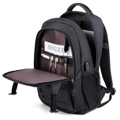 Ultra-Light 0.9 kg Men's Black Double‑Shoulder Backpack with Padded Laptop Sleeve – Comfort & Organized Travel | Shopdecimals