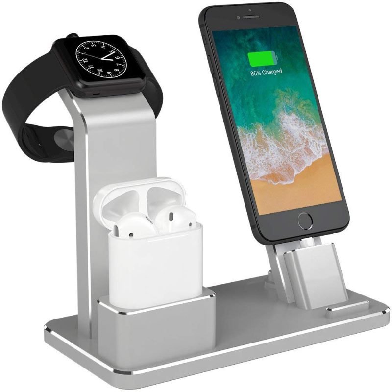 Amazon Hot Sale For Watch Headset Three-in-one Charging Bracket Metal Phone Bracket Desktop | ShopDecimals