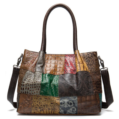 Lightweight Leather Tote for Women – Holds 14″ Laptop & Essentials, Random‑Color Finish | Shopdecimals