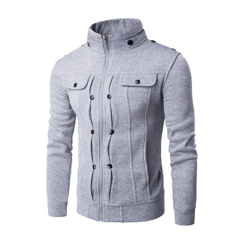Men's Mock Neck Pleated Button Zipper Sweater Coat | ShopDecimals