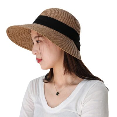 Shopdecimals Wide‑Canopy Straw Sunshade Hat – 260 cm UV‑Blocking Dome, Lightweight Foldable Design for Outdoor Play