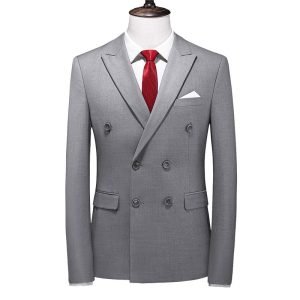Men's Slim-fit Solid Color Double-row Two-button Suit | ShopDecimals
