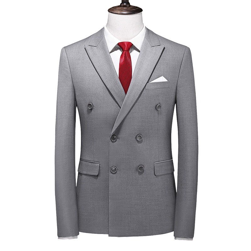 Men's Slim-fit Solid Color Double-row Two-button Suit | ShopDecimals