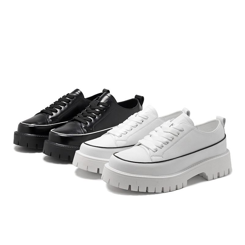 Round Toe Color-blocking Stitching Low Heel Platform Casual Shoes | ShopDecimals