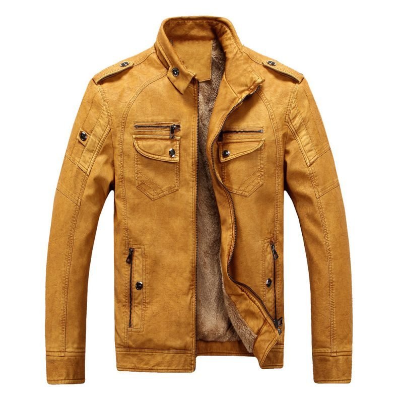 Leather Jacket Plus Velvet Washed Retro Leather Jacket | ShopDecimals