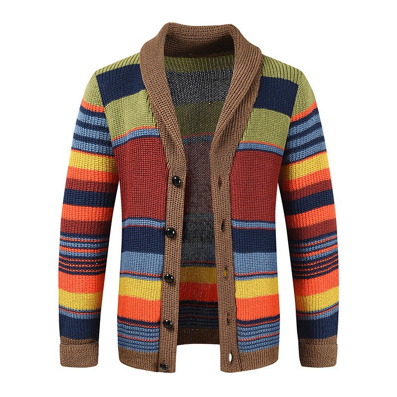 Style Men's Color Blocking Lapel Sweater Coat Is Fashionable | ShopDecimals