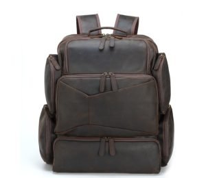 Vintage Travel Genuine Leather 17-inch Outdoor Large Capacity Crazy Horse Computer Backpack | ShopDecimals