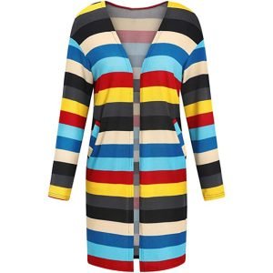 European And American Women's Jackets Striped Print Women's Cardigan Top | ShopDecimals