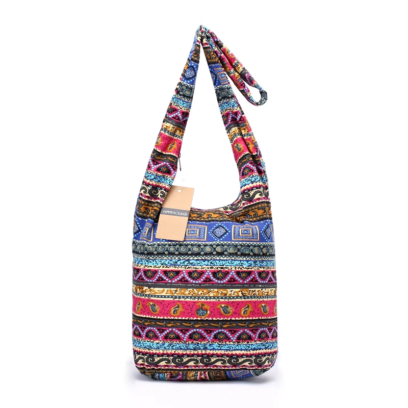 Large Capacity Women Bag Soft Cotton Shoulder Bag Vintage Tribal Hobo Bag Green Sling Chest Bag for Ladies | ShopDecimals
