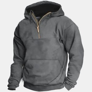Men's Hooded Solid Color Sports Fleece Sweater Coat | ShopDecimals