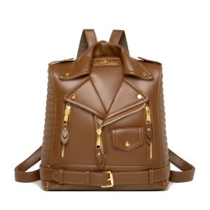 Soft Leather Textured Jacket Trendy Wild Clothes Backpack | ShopDecimals