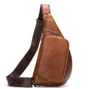 Leather Chest Bag Fashion Half-Moon Triangle Shoulder Bag Retro Messenger Bag Men's Bags | ShopDecimals
