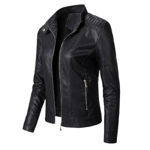 Women's Leather Jackets Plus Velvet Jackets Fashion PU Ladies Leather Jackets | ShopDecimals