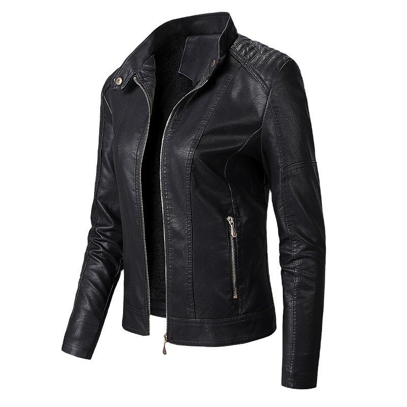 Women's Leather Jackets Plus Velvet Jackets Fashion PU Ladies Leather Jackets | ShopDecimals