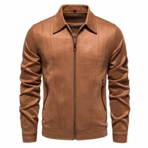 Fashion Lapel Zipper Jacket Autumn And Winter Solid Suede Coat Men's Clothing Outdoor | ShopDecimals