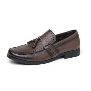 Men's Loafer Tassel Slip-on Business Casual Round Toe Leather Shoes |ShopDecimals