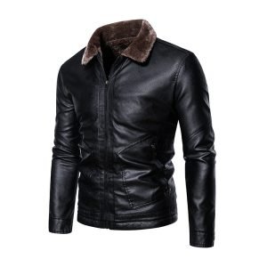 Slim Fit Lapel Business Casual Leather Jacket For Men | ShopDecimals