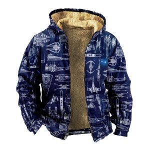 Retro Coconut Tree Element 3D Digital Printing Casual Loose-fitting Hoodie Zipped Cotton-padded Jacket Coat | ShopDecimals