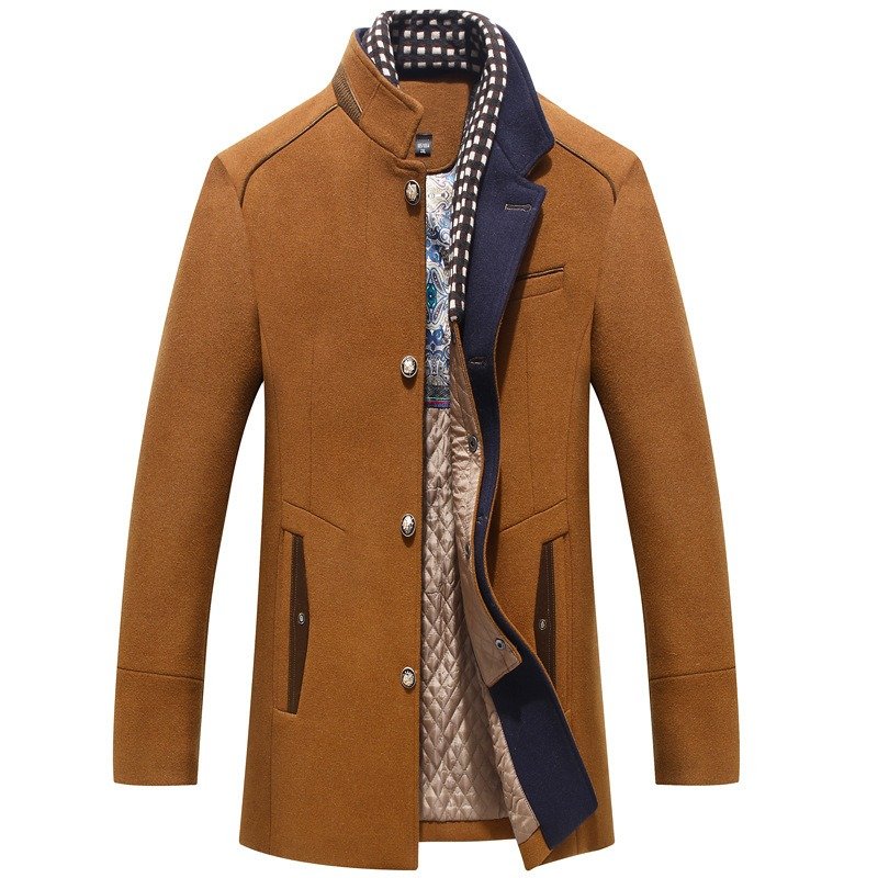 Men's Woolen Coat Thickened Scarf Collar Coat | ShopDecimals
