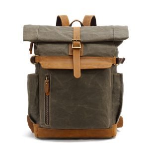 Backpack Crazy Horse Leather Leisure Travel Bag Men's Backpack Oil Wax Handheld Canvas Computer | ShopDecimals