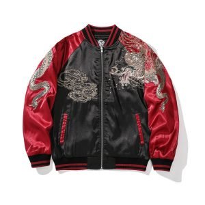Embroidered Men's Four Sacred Beasts Dragon Embroidered Cotton-padded Jacket | ShopDecimals