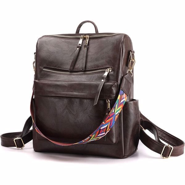 Women's PU Leather Brown Backpack | ShopDecimals