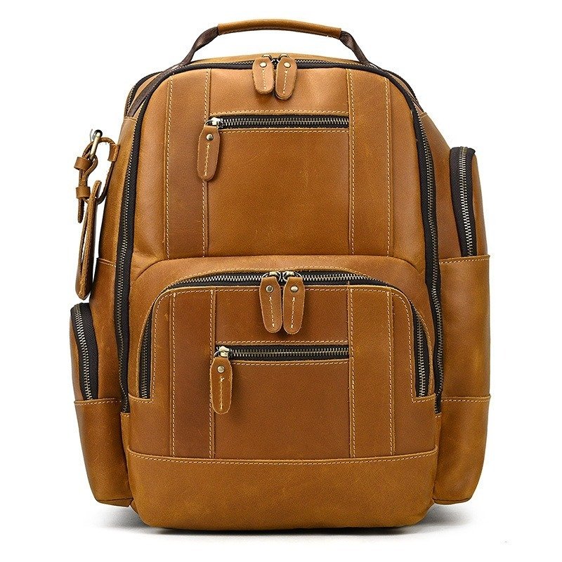 Men's Leather Backpack Retro Large Capacity Multi-pocket | ShopDecimals