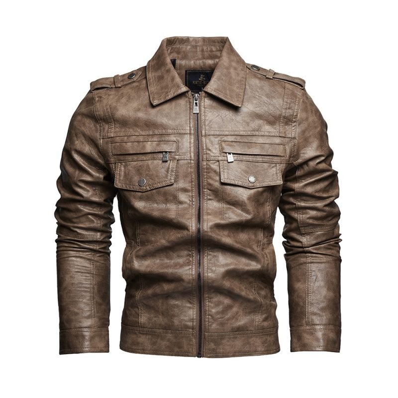 Lapel Fashion Casual Men's Clothing Leather Coat Motorcycle Jacket | ShopDecimals
