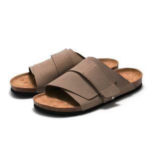 Couple Beach Wear Leather Surface Cork Sandals | ShopDecimals