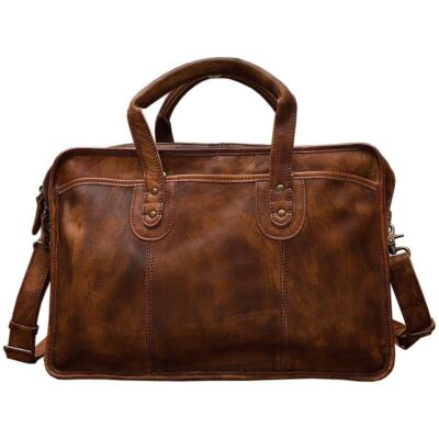 Lightweight Full‑Grain Leather Travel Briefcase – Fits Under Airline Seats, Holds 15‑in Laptop, Vintage Style | Shopdecimals