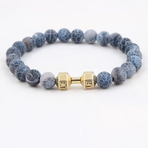 Weathered Agate Volcanic Frosted Beaded Dumbbell Bracelet | ShopDecimals