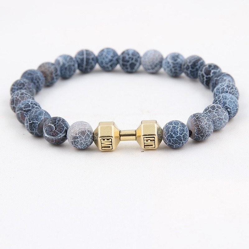 Weathered Agate Volcanic Frosted Beaded Dumbbell Bracelet | ShopDecimals