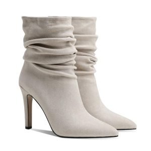 Women's Plus Size Pleated Pile Stiletto High Heel Ankle Boots | ShopDecimals
