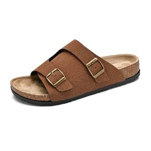 Double-breasted Cork Suede Sandals | ShopDecimals