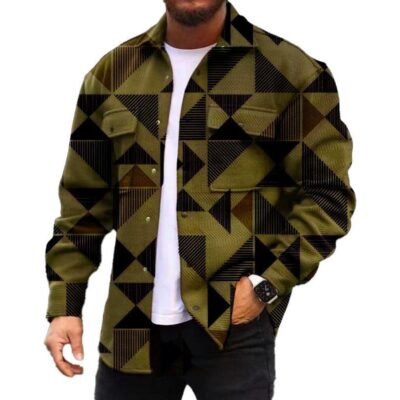 Ultra‑Light 3 D Digital Print Autumn Coat – Bold Plaid Style for Men, Loose Fit, Travel‑Ready | Shopdecimals