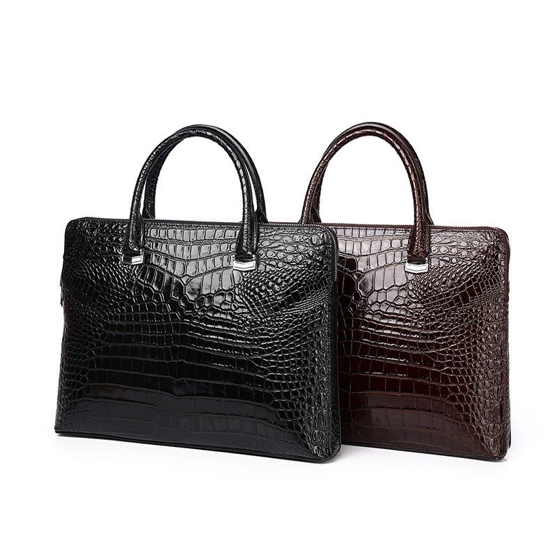Men's Casual Crocodile Belly Pattern Briefcase | ShopDecimals