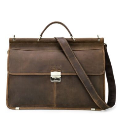 Shopdecimals Large Cowhide Briefcase – Fits 15‑inch Laptop, Organized Compartments, Lightweight Professional Bag