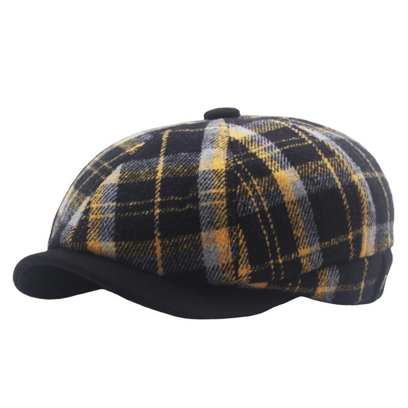 Woolen Wool Colored Plaid Octagonal Antique Woven Beret | ShopDecimals
