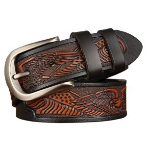 Men's Cut Cowhide Carved Belt | ShopDecimals