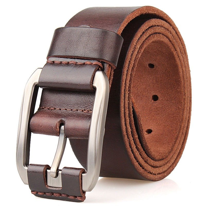 One Layer Single First Cowhide Men's Leather Belt Casual Pidai Pin Buckle | ShopDecimals
