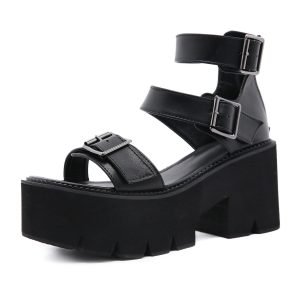 Brand Cool Leisure Platform Chunky Heels Gladiator Gothic Girls Women | ShopDecimals