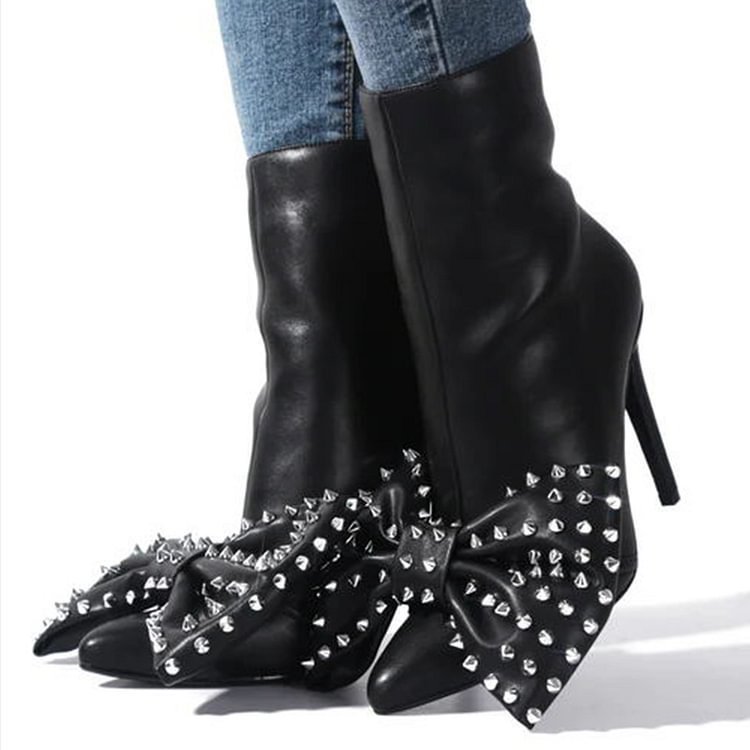Catwalk Stiletto Heel Ankle Boots Bow | ShopDecimals