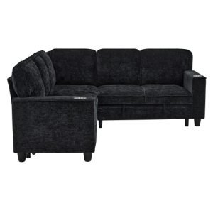 L-Shaped Sofa With Pull Out Sofa Bed, Sleeper Sofa Couch Bed With Storage Seat | ShopDecimals