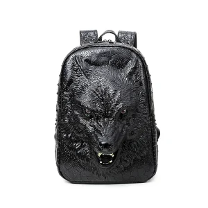 3D Wolf Head Rucksack High Quality Pu Leather Backpack Laptop Bags | ShopDecimals